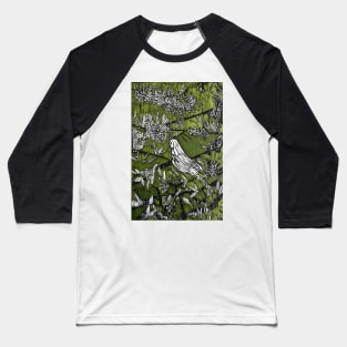 Australian Bird Woodcut 1 (Olive Green) Baseball T-Shirt